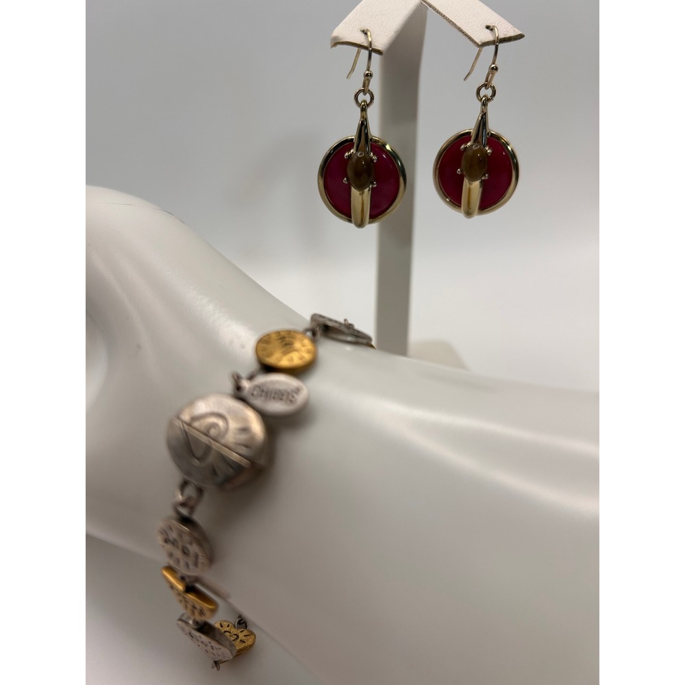 Chico's Jewelry Set Women OS Mixed Metal Burgundy Good Inspirational Charms